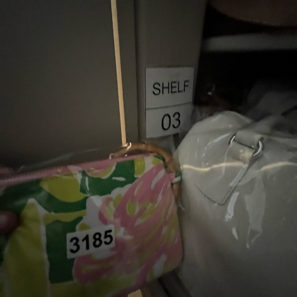 Lilly Pulitzer Pink and Green Floral Wristlet with Bamboo Accent - Picture 6 of 6